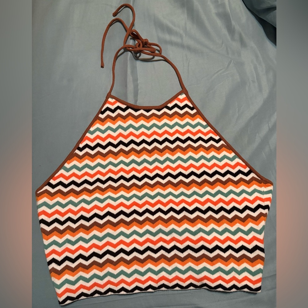 Minnie Rose Viscose Blend Halter Top Size Large